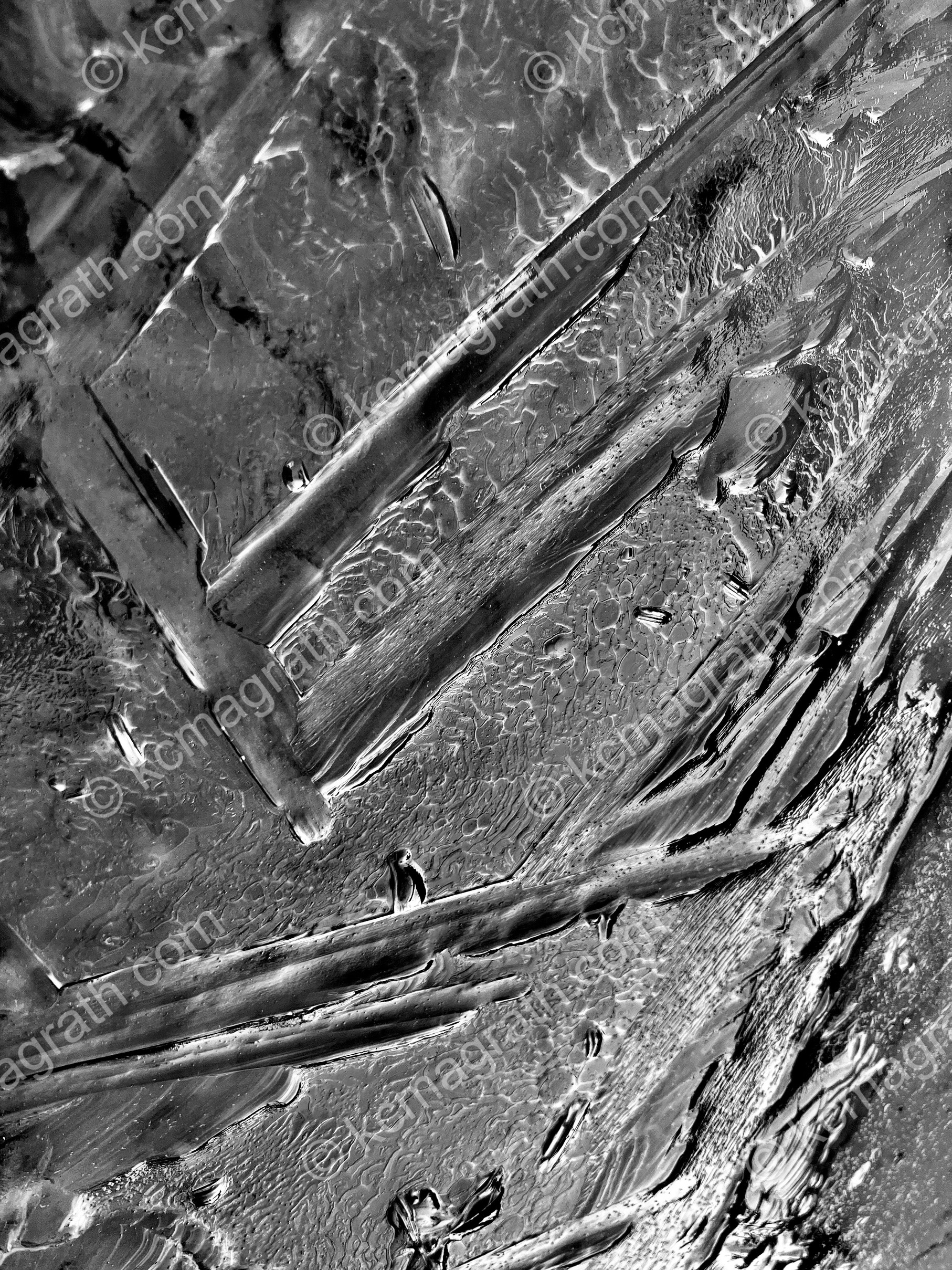 Kapadokya's Winter Ice Patterns on the Ground 3, B&W, Abstract, Turkiye