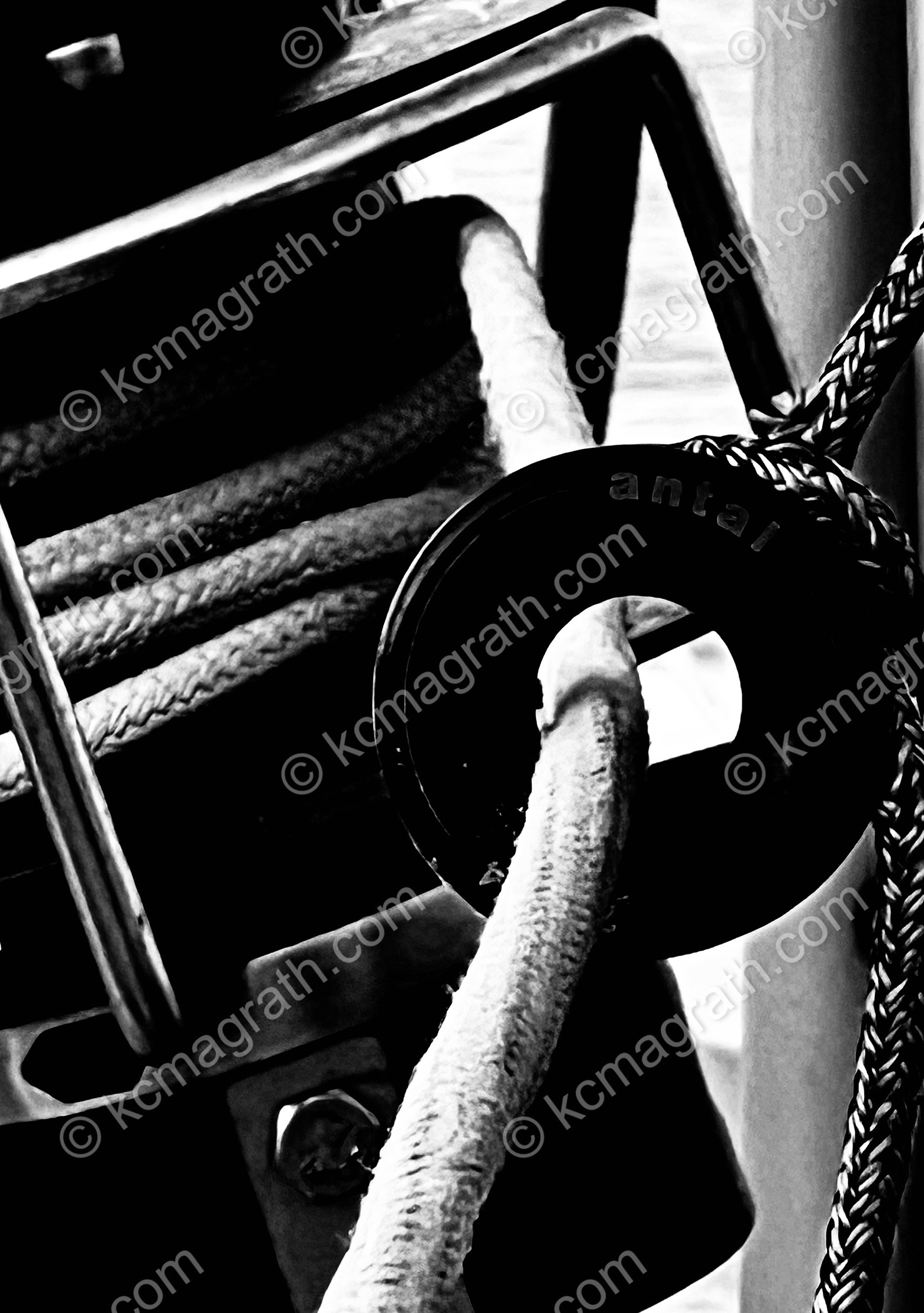 S/V Desert Rose's Genoa Furler, B&W, Taken in Kalymnos, Greece