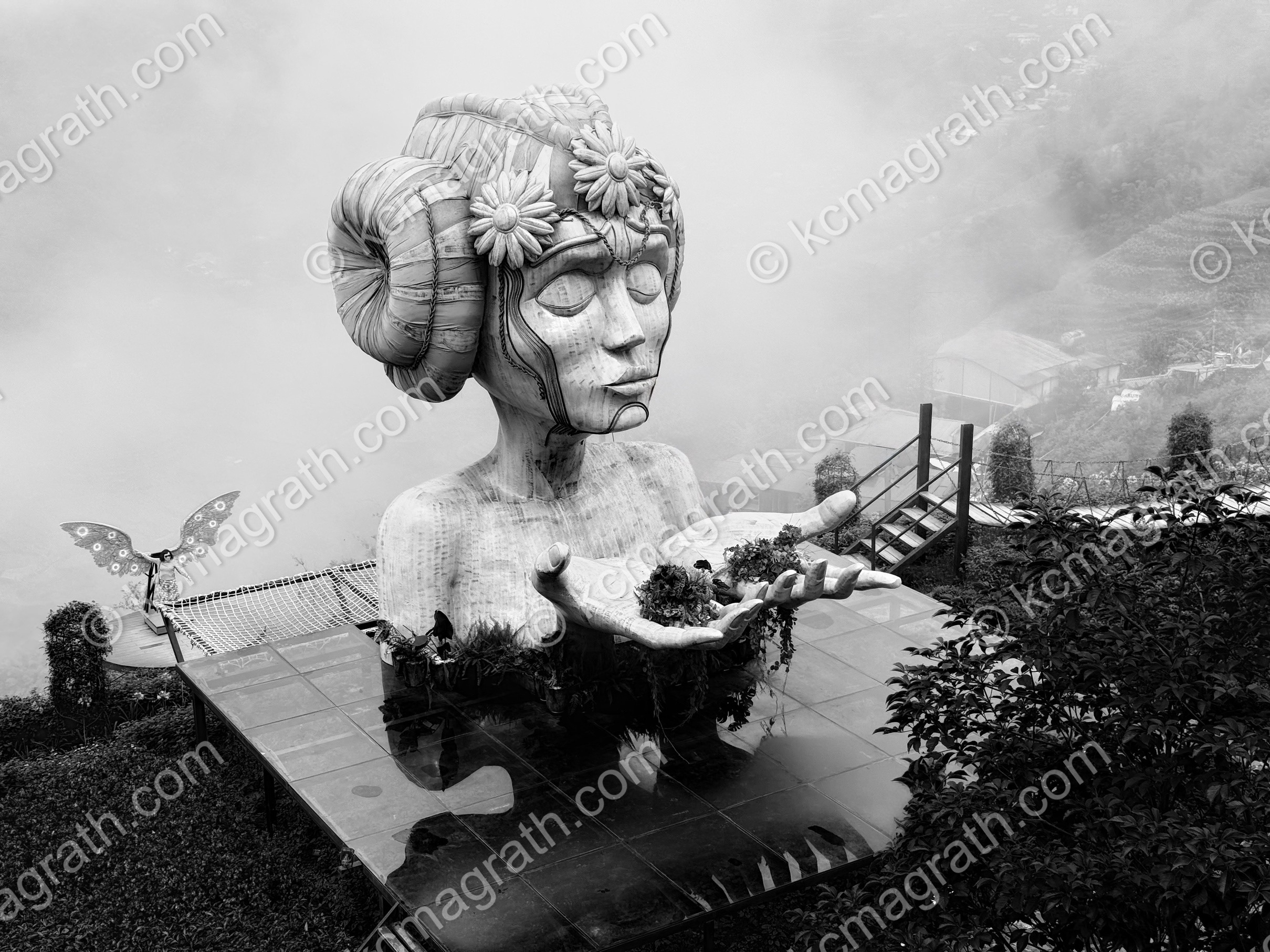 Sa Pa's Cau May Statue in Fog 1, Vietnam