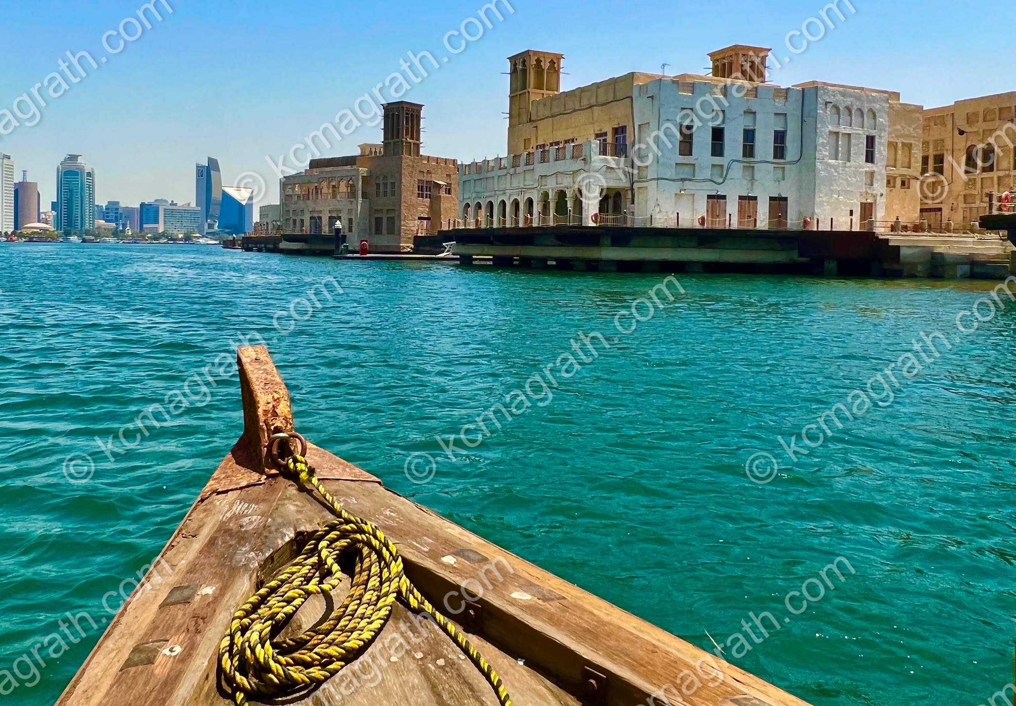 Dubai's Old (Souk Area) & New (Modern Skyline) Juxtaposed, Taken from an Abra (Traditional Wooden Water Taxi), UAE