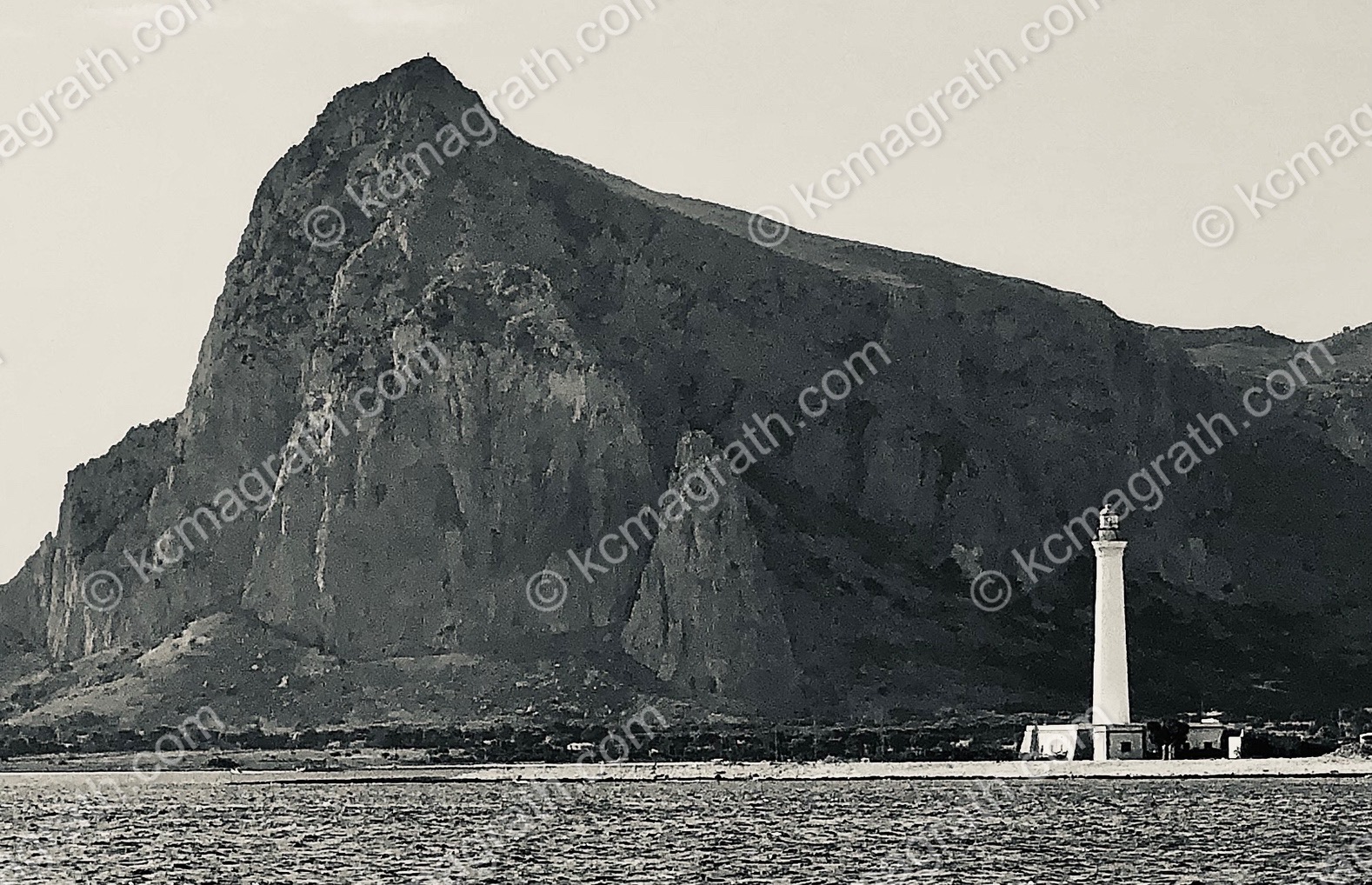 Sicily's San Vito Lo Capo Lighthouse, B&W, Italy