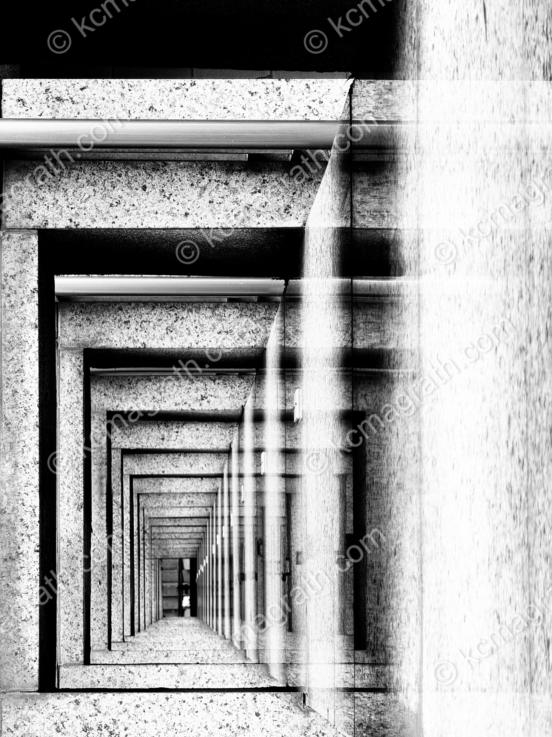 Looking down through open balconies, #1, Sao Paolo, Brazil