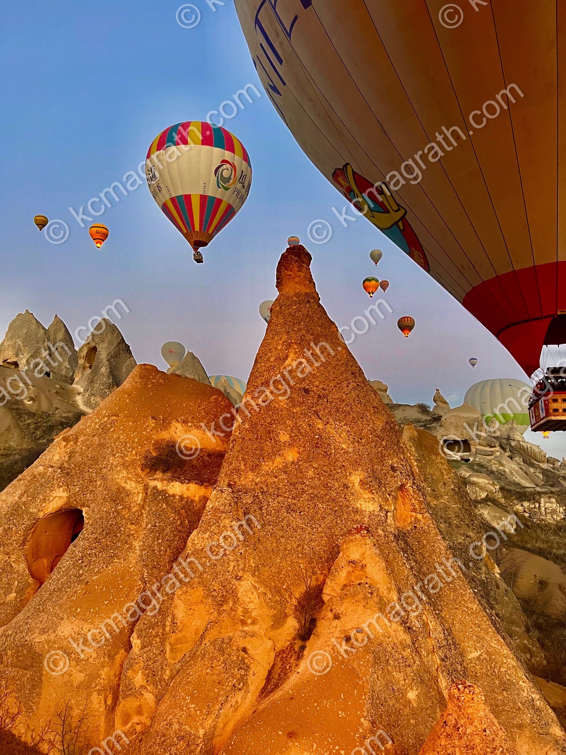 Kapadokya's Sunrise Hot Air Balloons 3 With Otherworldly Landscape / Hoodoos, Turkiye