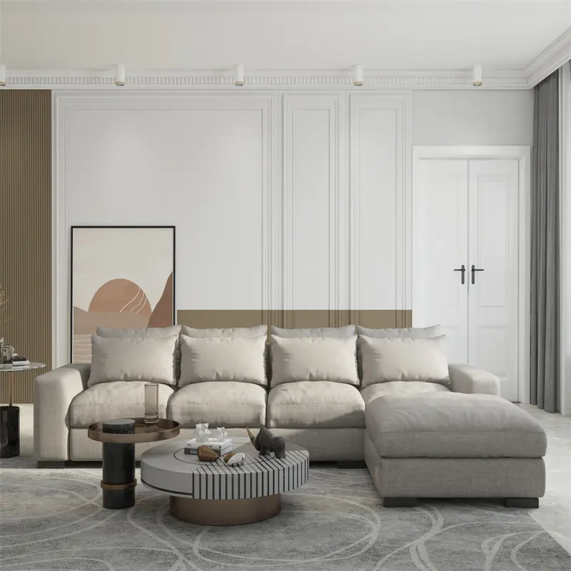 Solid Wood Armrest Sala Sofa Set