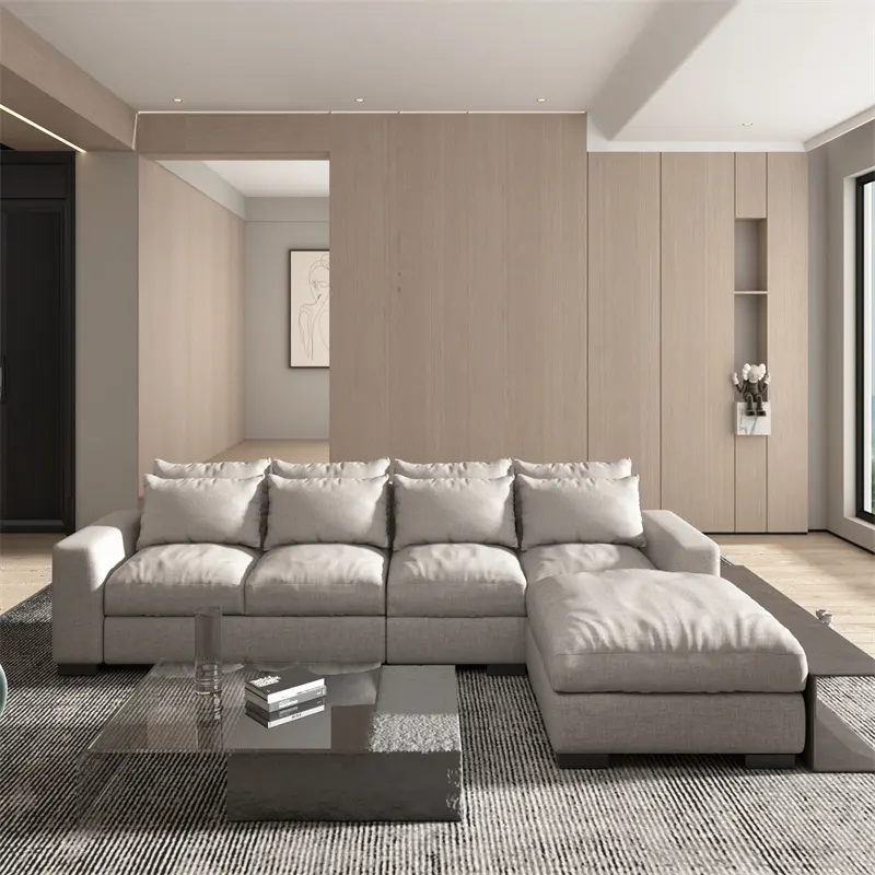 Solid Wood Armrest Sala Sofa Set