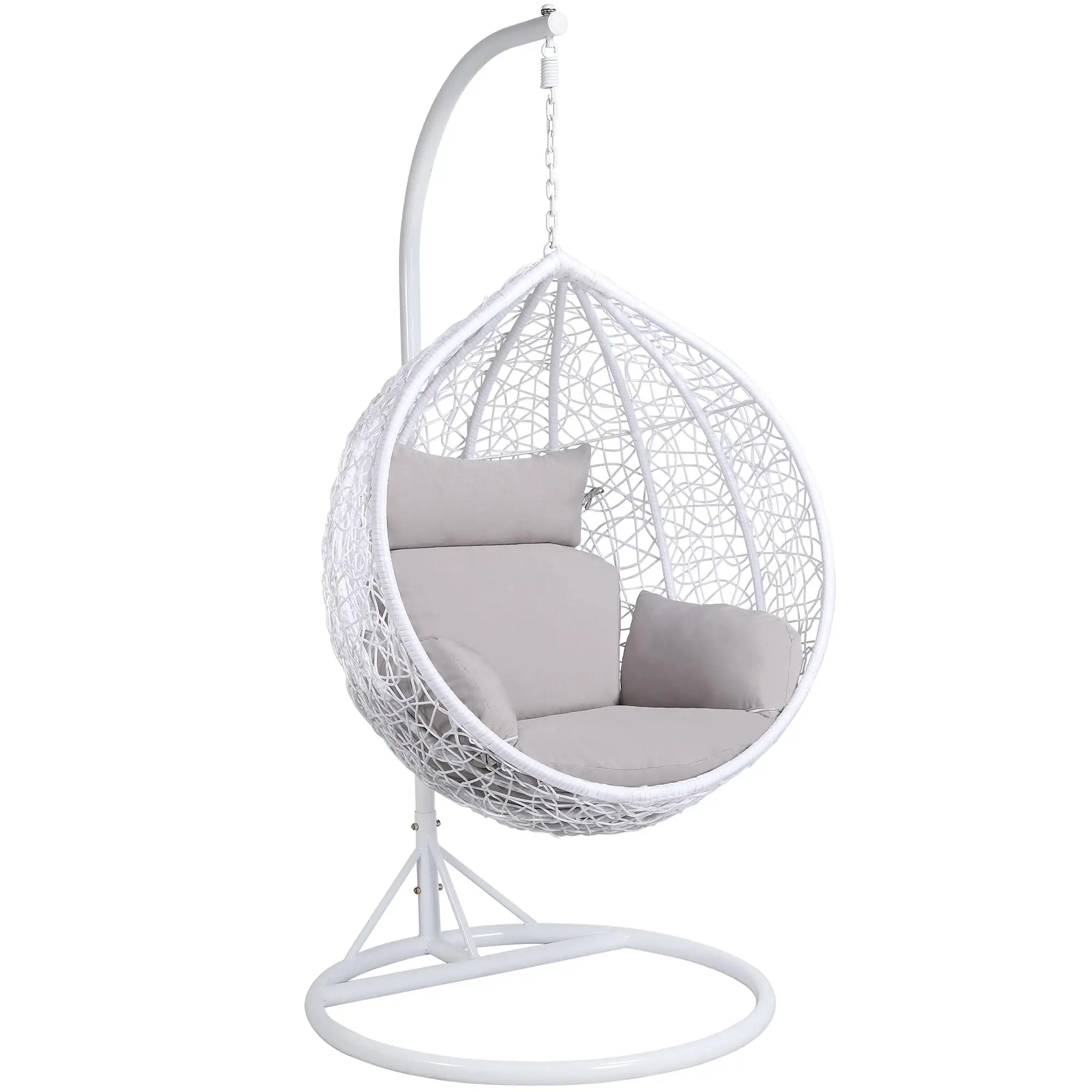Indoor & Outdoor Rattan Egg Swing Chair with Metal Stand