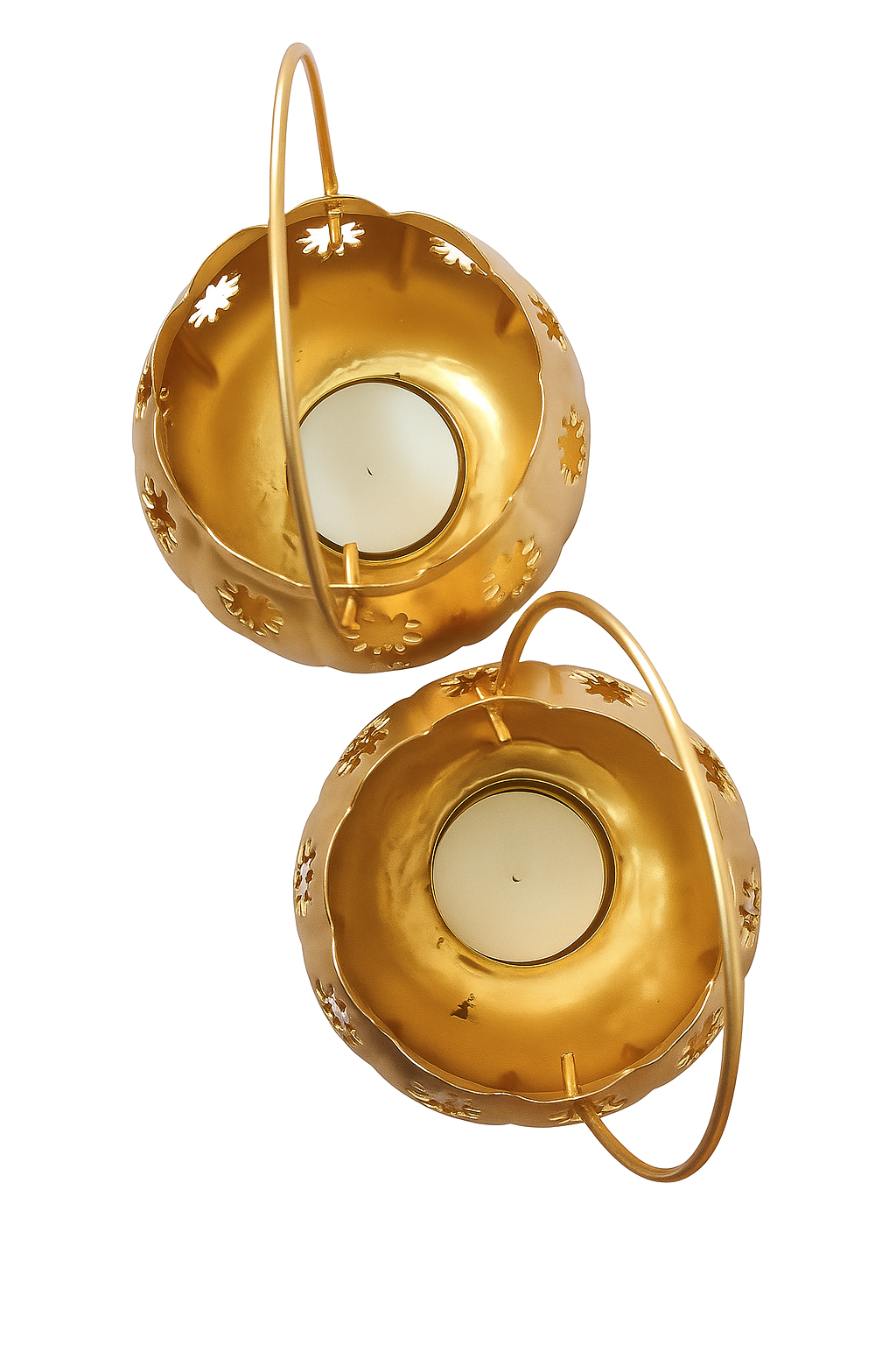 Gold Flower Cutout Lanterns 2 PCS