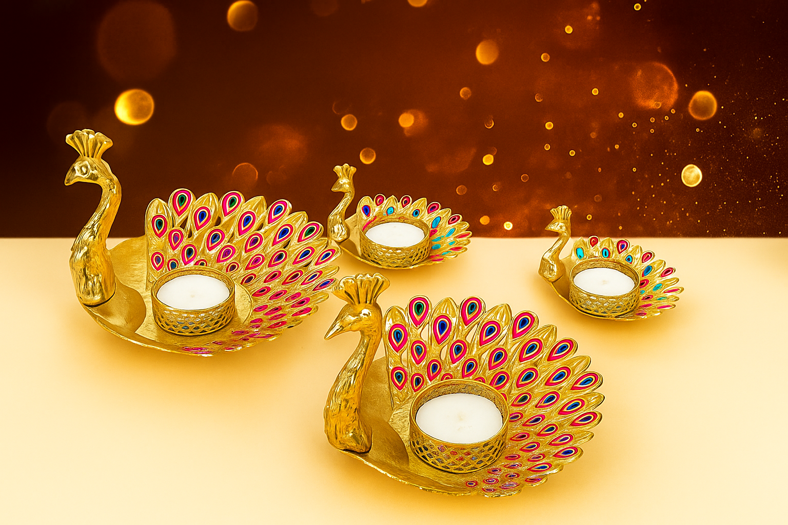 Peacock tealight candle holder 4PCS