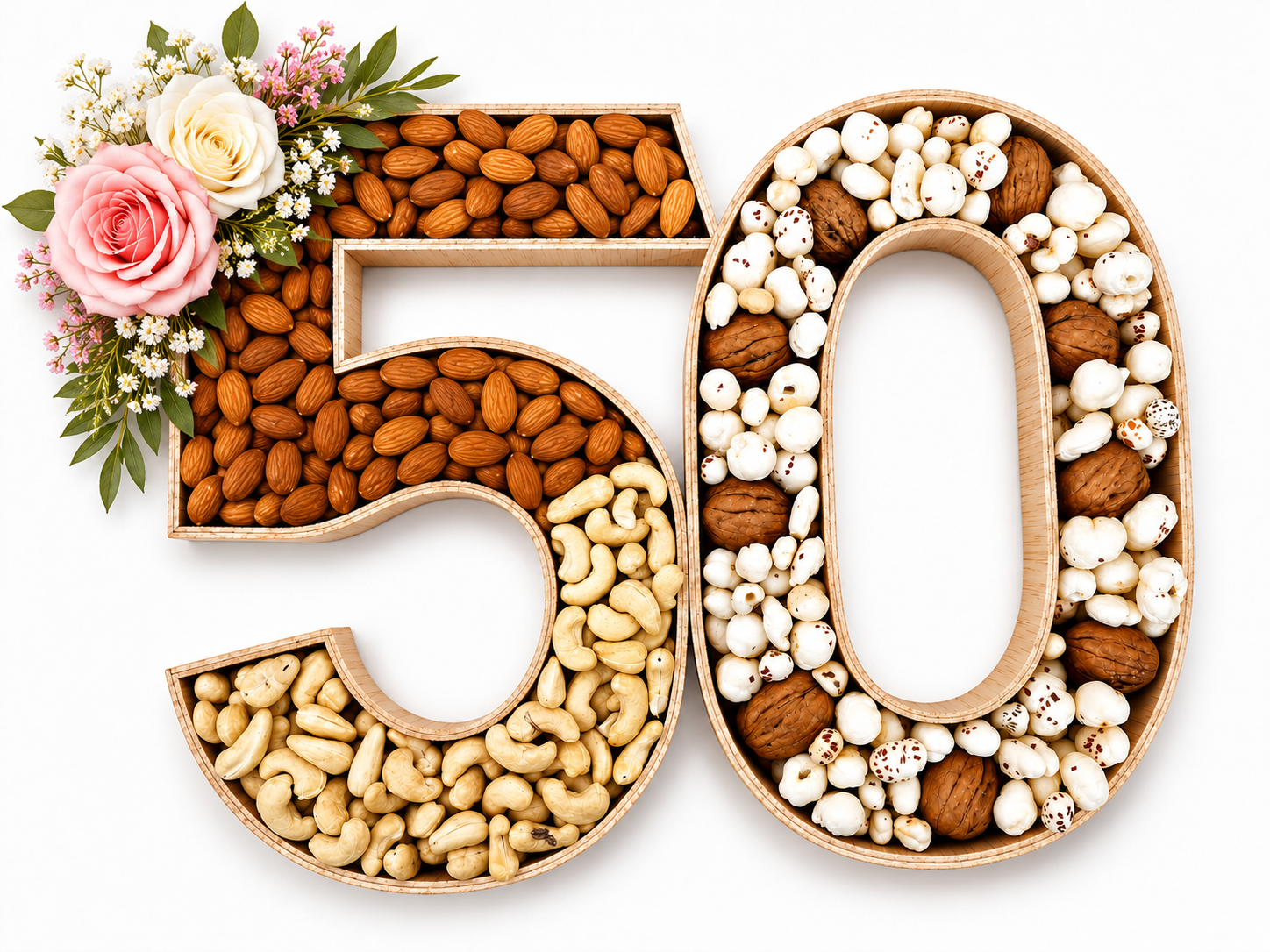 50th Anniversary/Birthday Monogram with Dryfruits Packed & Decorated