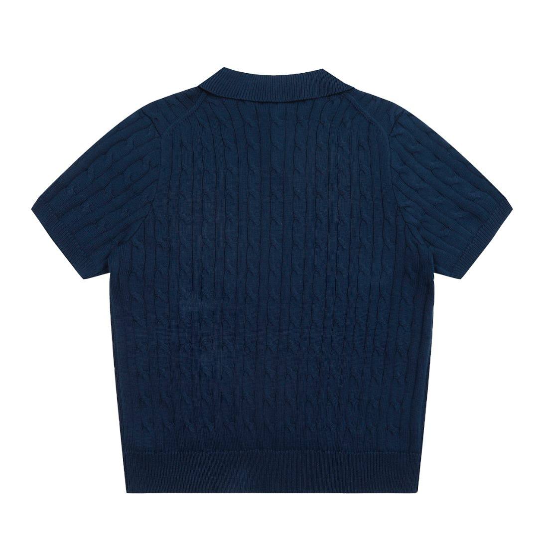 Black Short Sleeve Knitted Polo