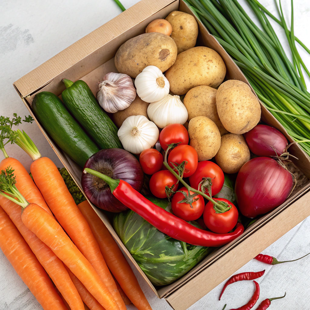 Caja de vegetales frescos