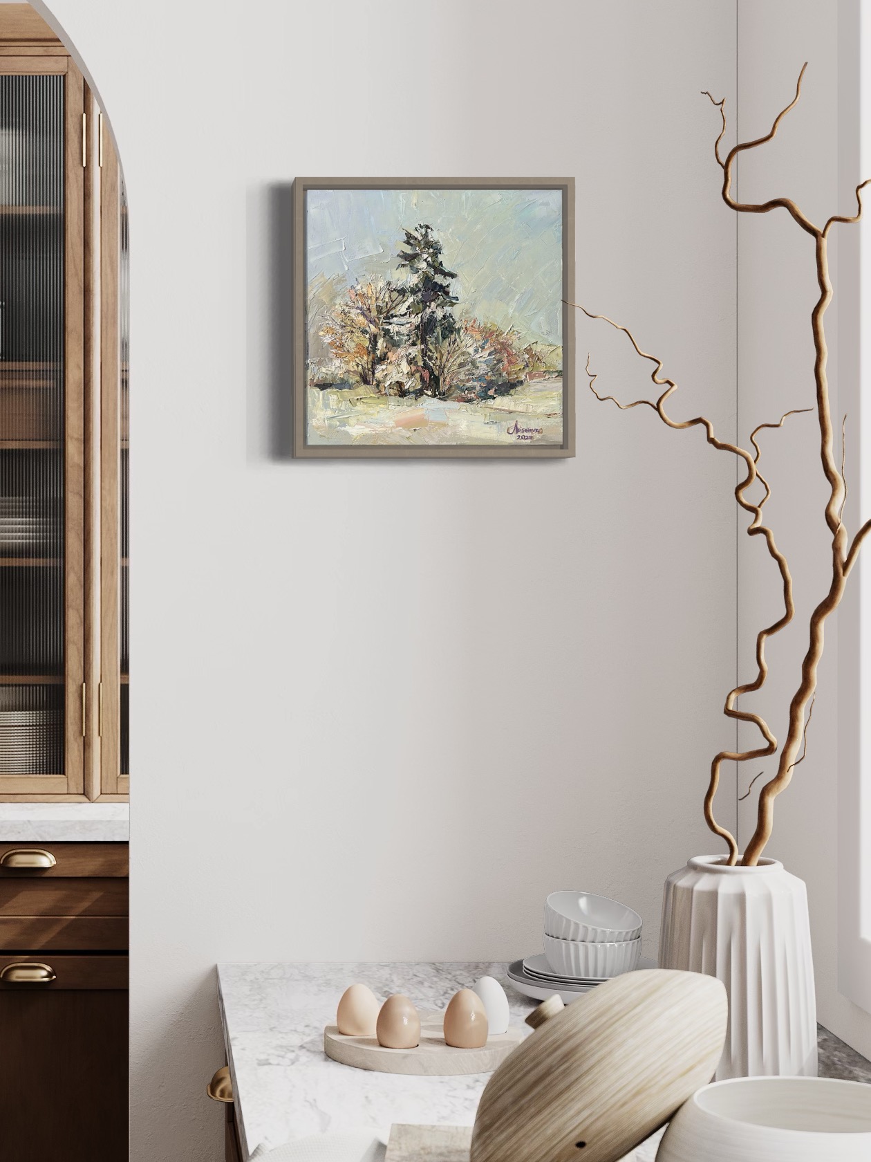 Golden Embrace of Snowy Tranquility