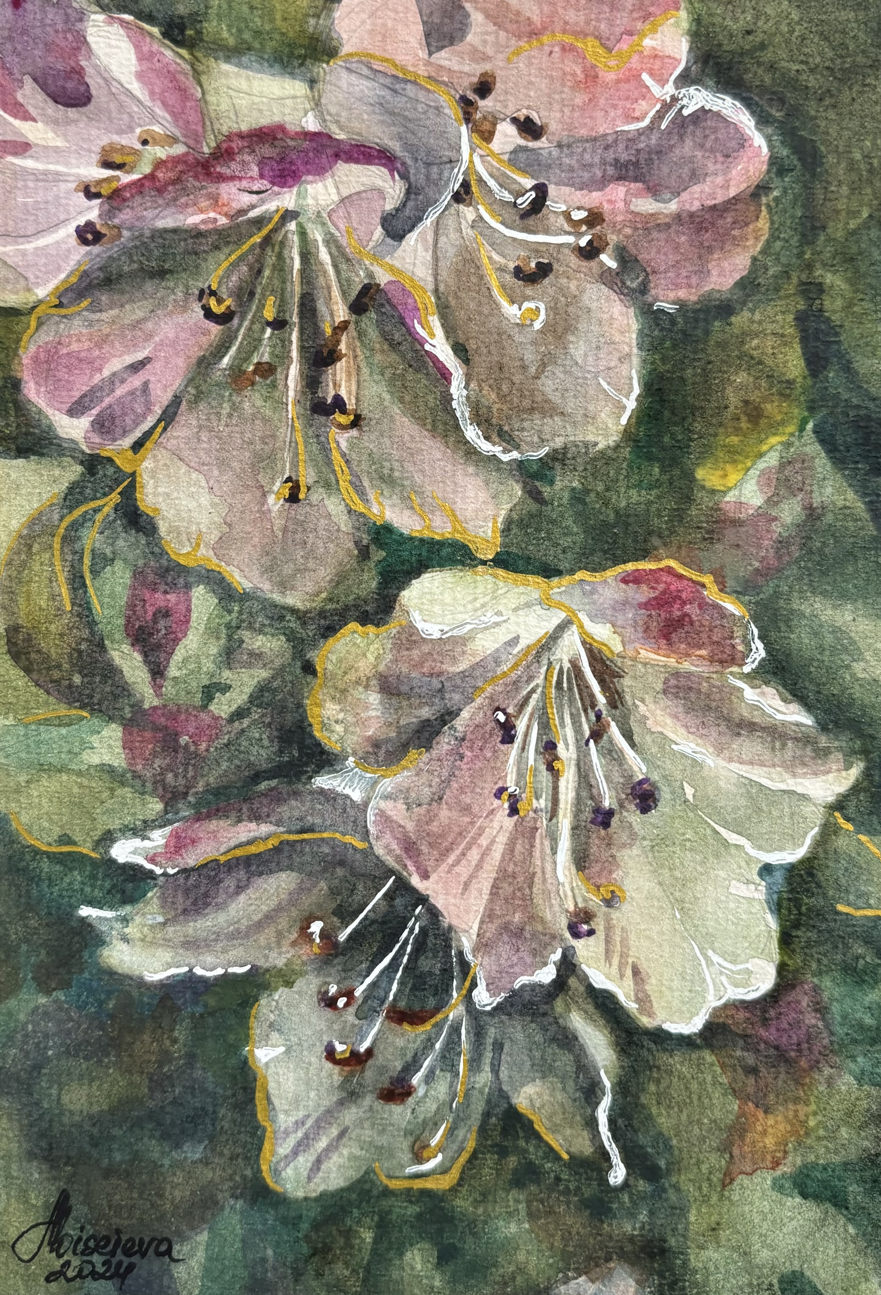 Shell pink bell-shaped flowers