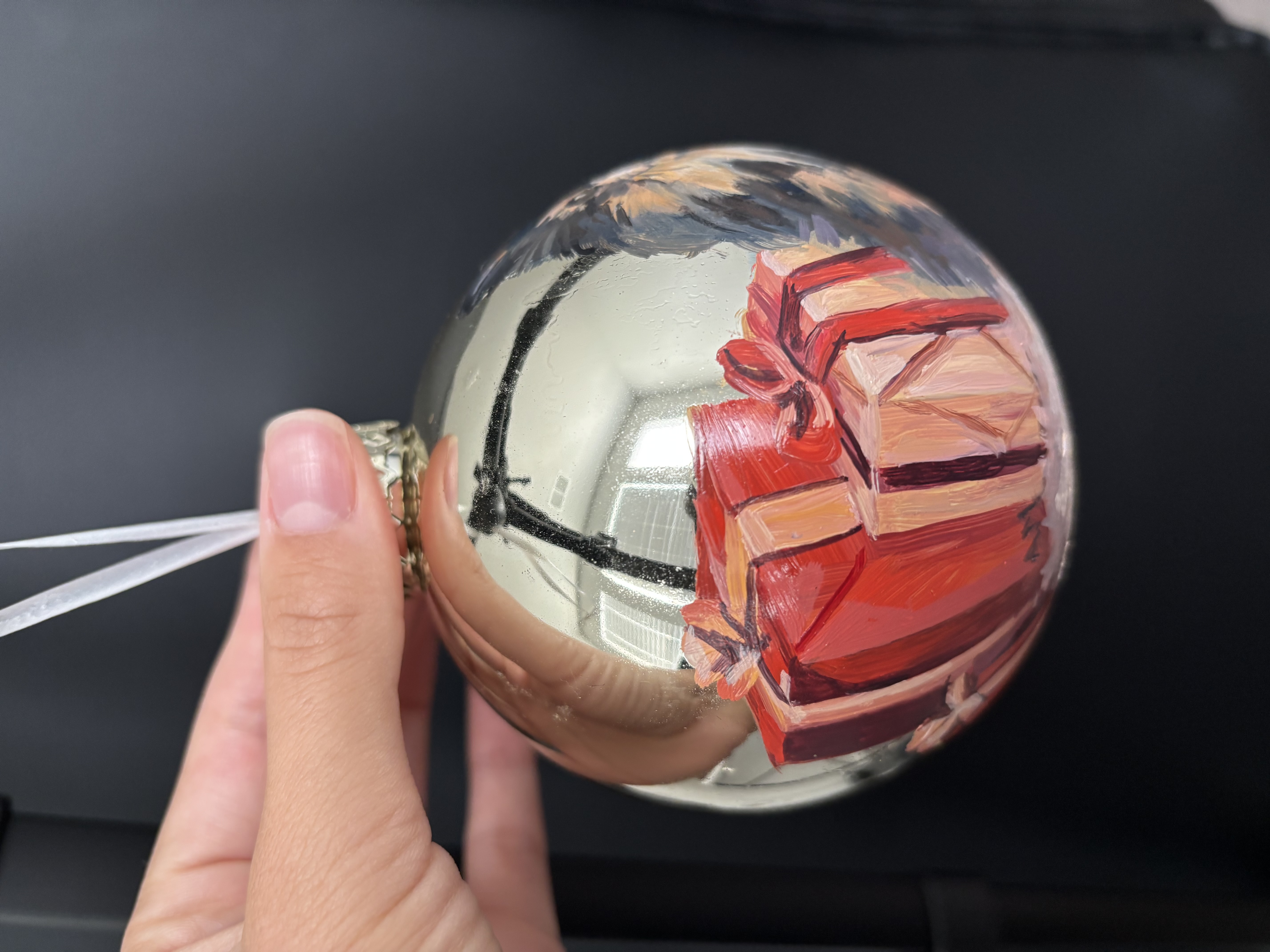 Hand-Painted Pet Portrait Christmas Ornament — Custom Commission (Original Oil, 3.35")