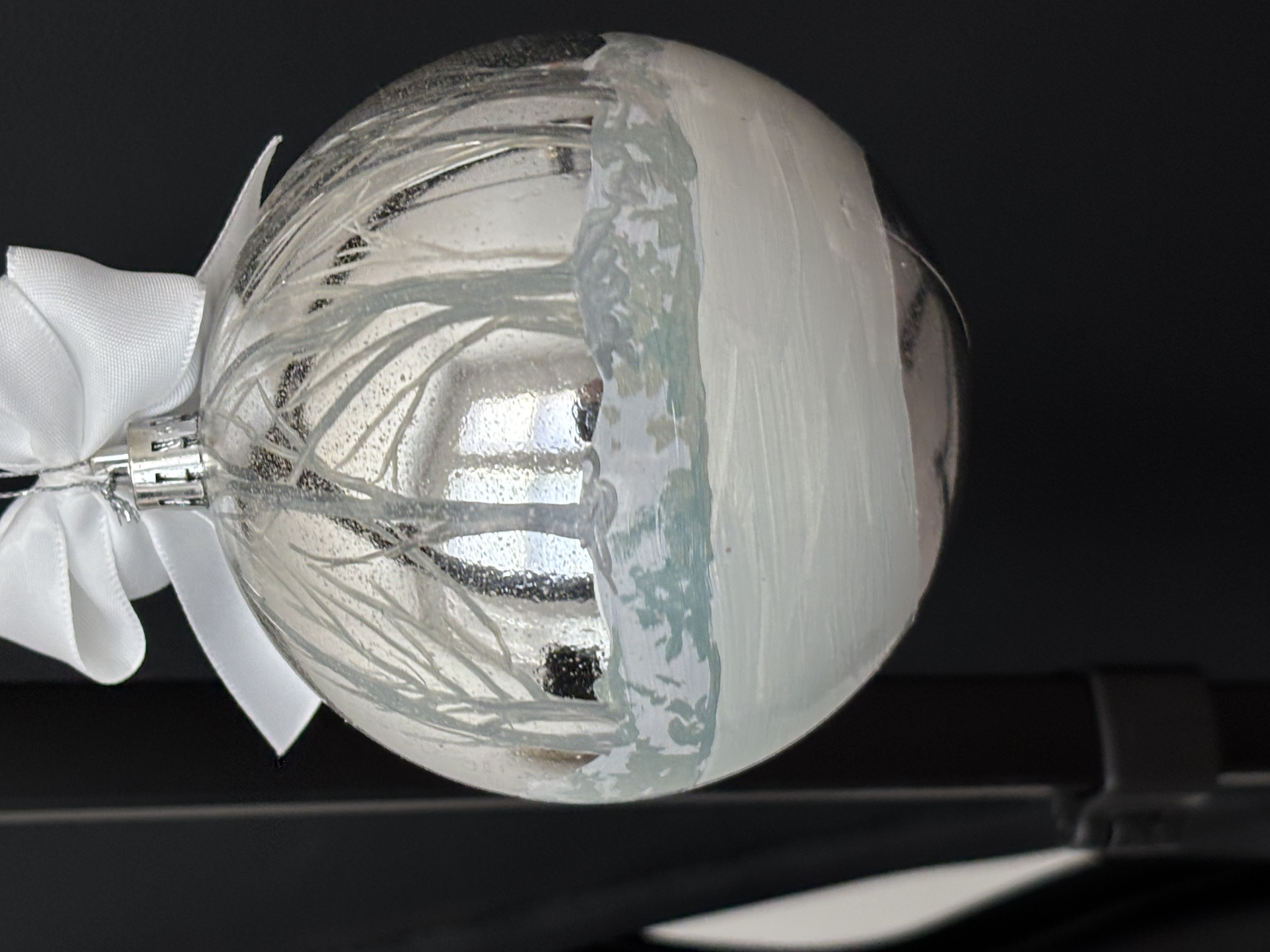 Hand-Painted Christmas Ornament — Winter Horses (Original Oil)