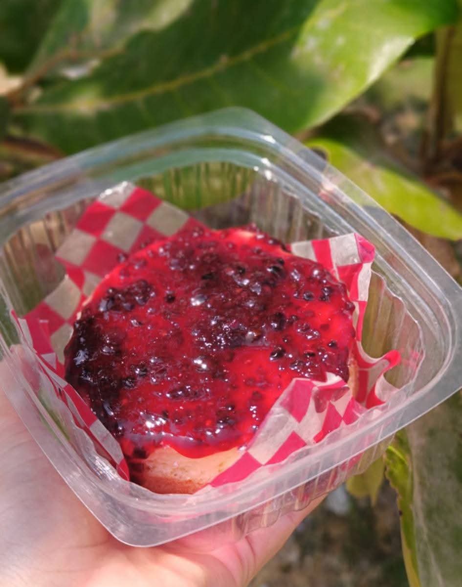 Pastel de queso con salsa de frutos rojos