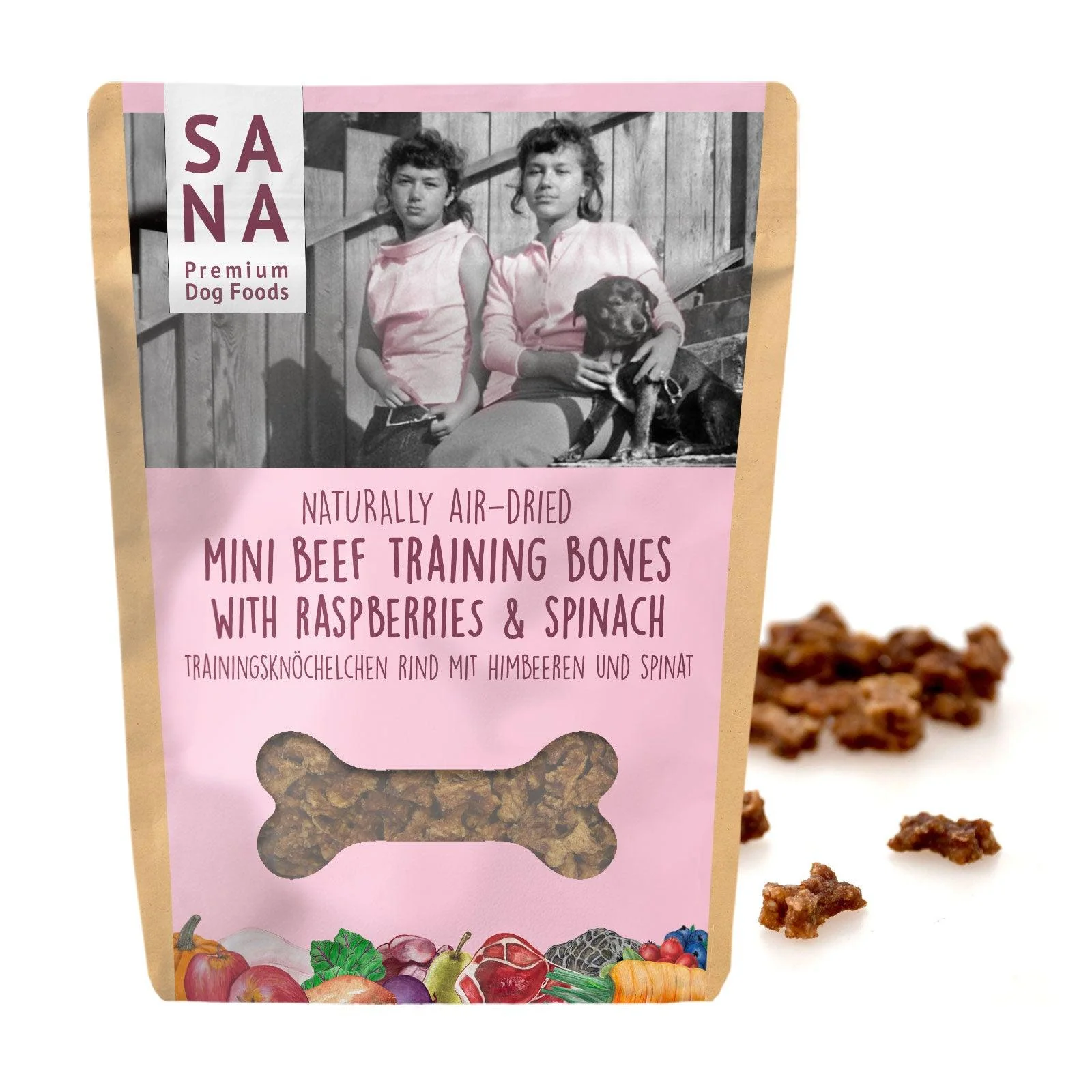 Petits os d'entraînement Bœuf avec framboises et épinard