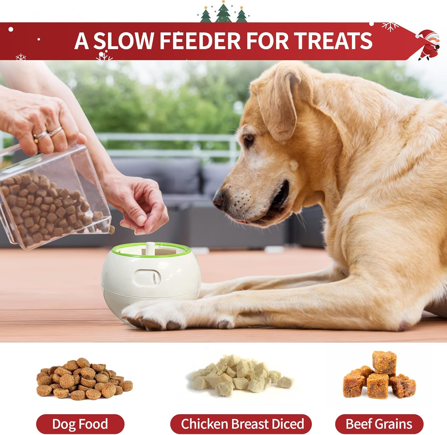 Distributeur de friandises interactif pour chien - Balle à friandises automatique  PETGEEK