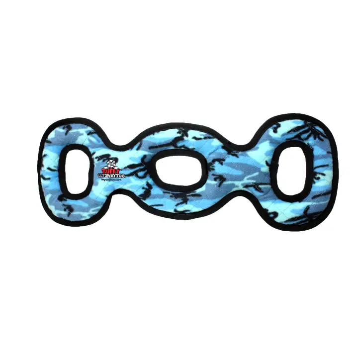 Jouet Tuffy Ultimate Tug à 3 voies, bleu camo, couinant  MYDOGTOY