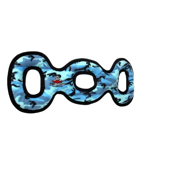 Jouet Tuffy Ultimate Tug à 3 voies, bleu camo, couinant  MYDOGTOY