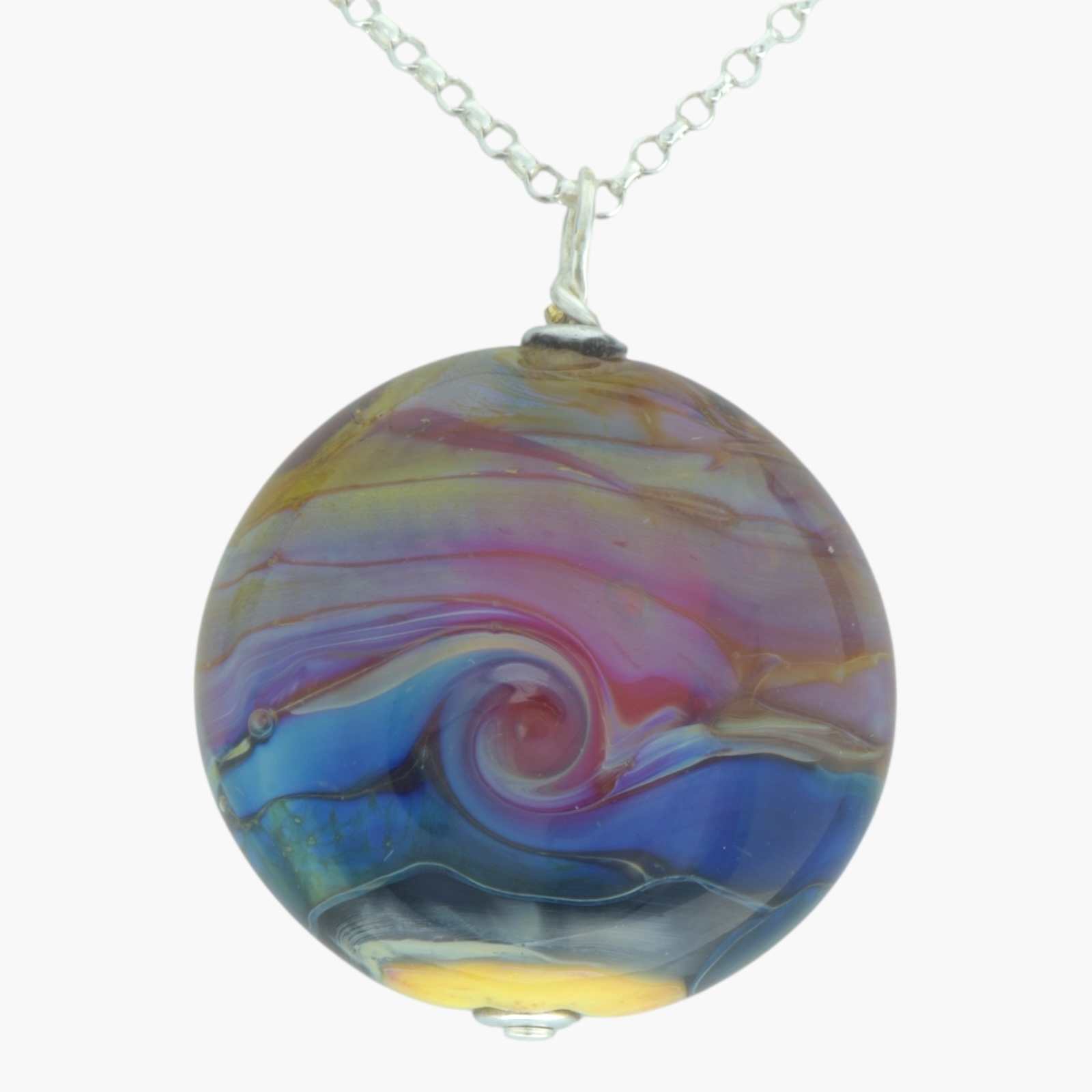 Sunset over the Sea Glass Pendant Necklace