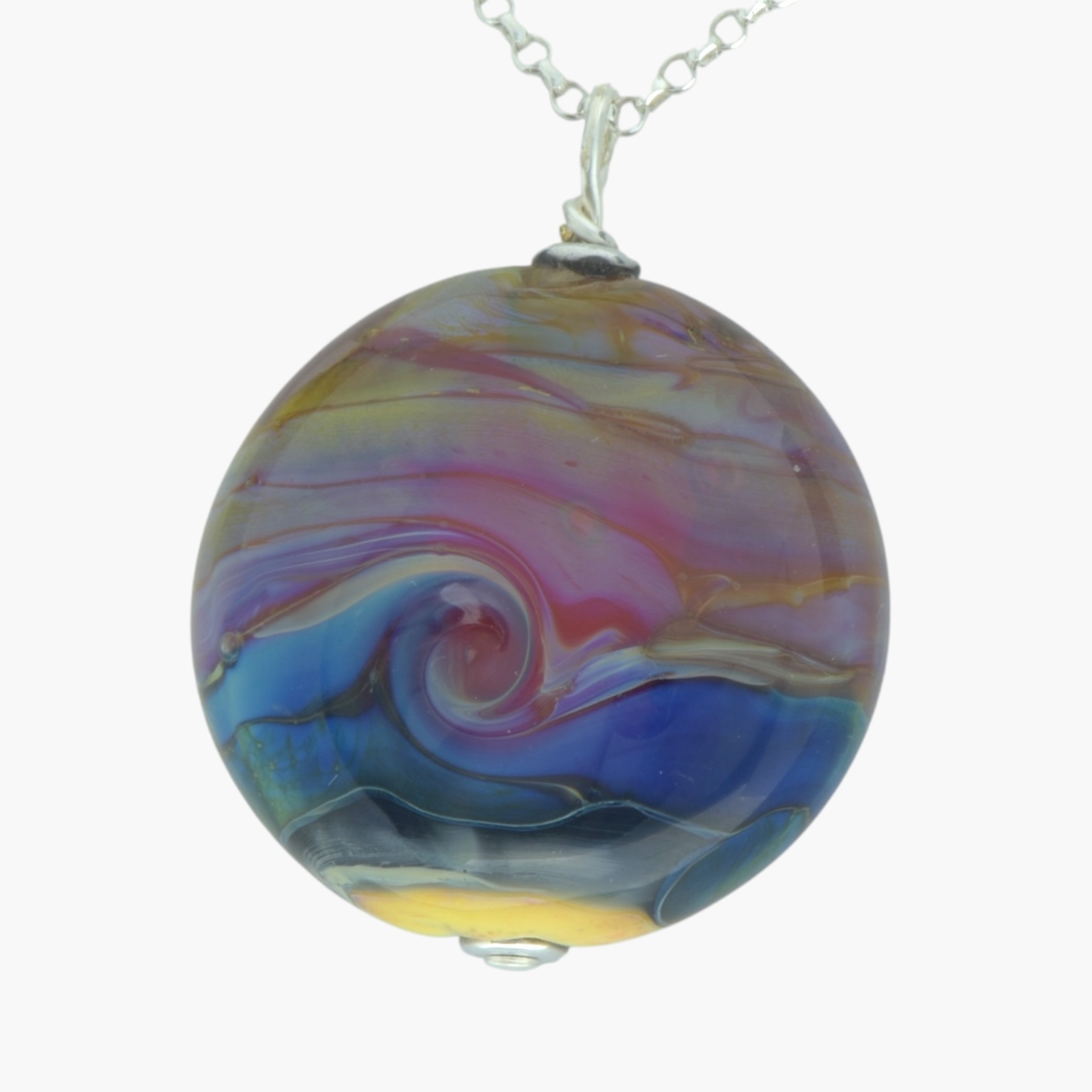 Sunset over the Sea Glass Pendant Necklace