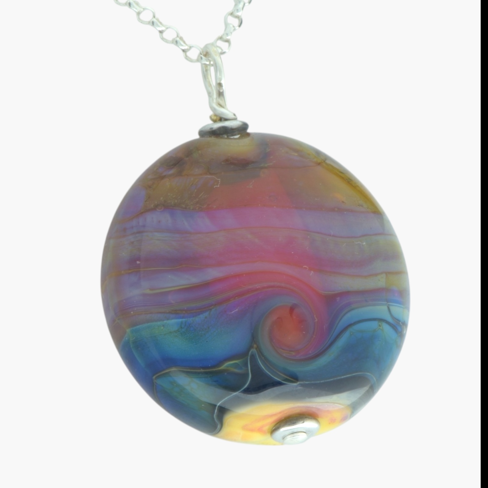 Sunset over the Sea Glass Pendant Necklace