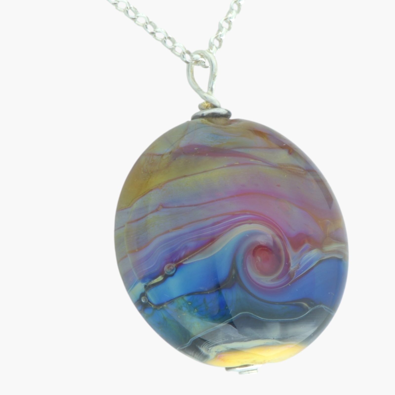 Sunset over the Sea Glass Pendant Necklace