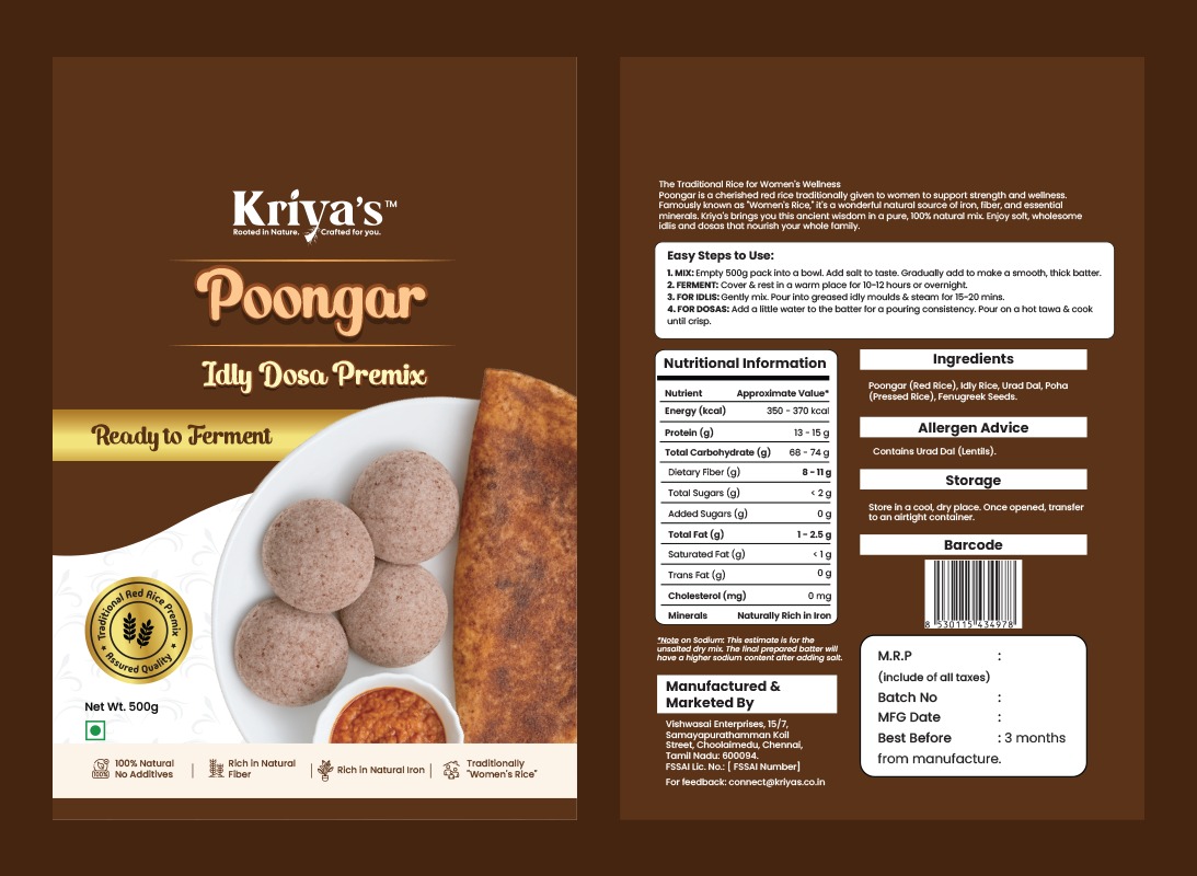 Kriya's Poongar Idly Dosa Premix