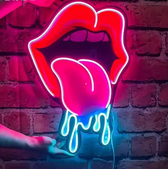 Néon LED “Lips & Drip” – Design Pop Art Fluorescent