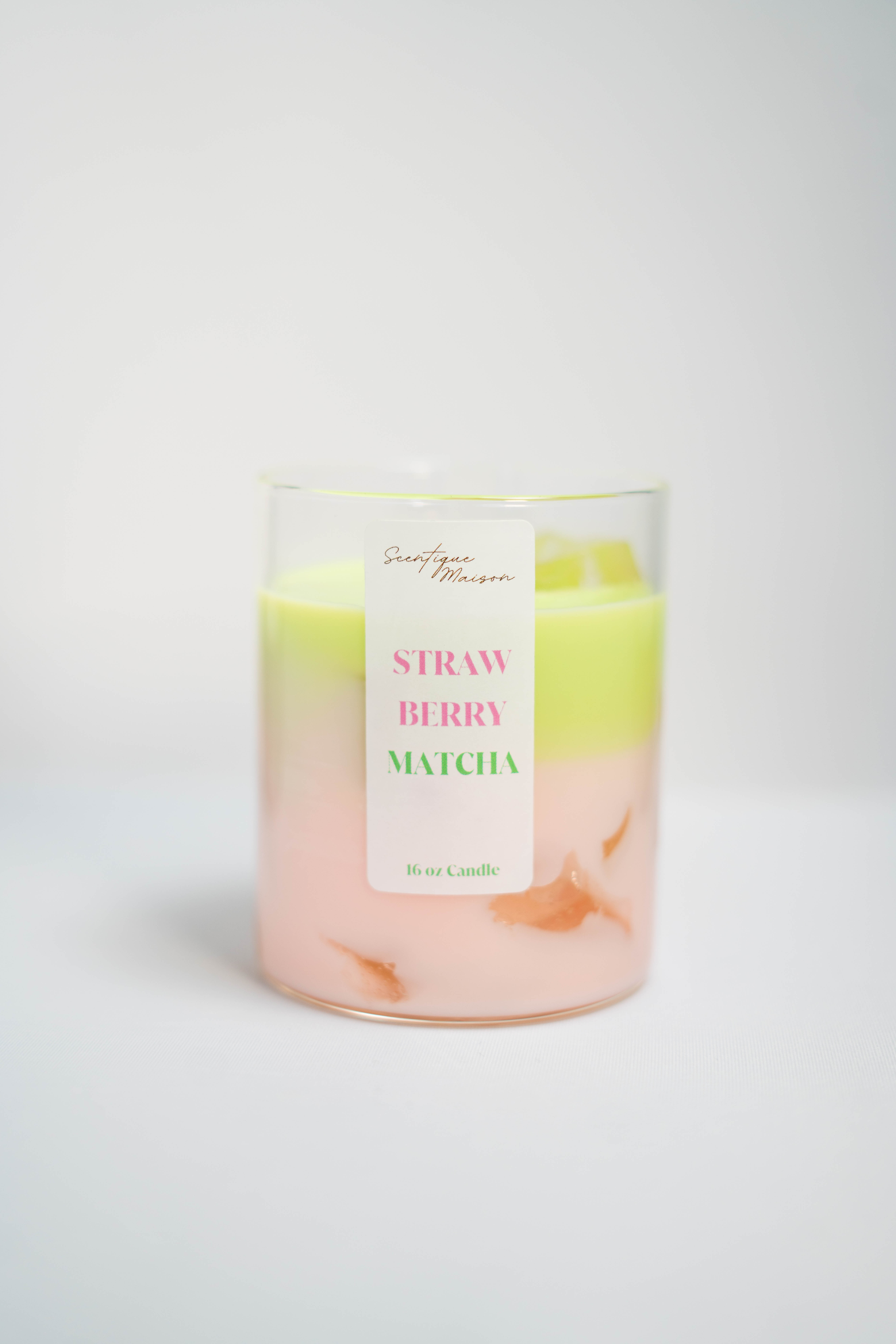 Strawberry-Matcha Latte Scented Soy Candle