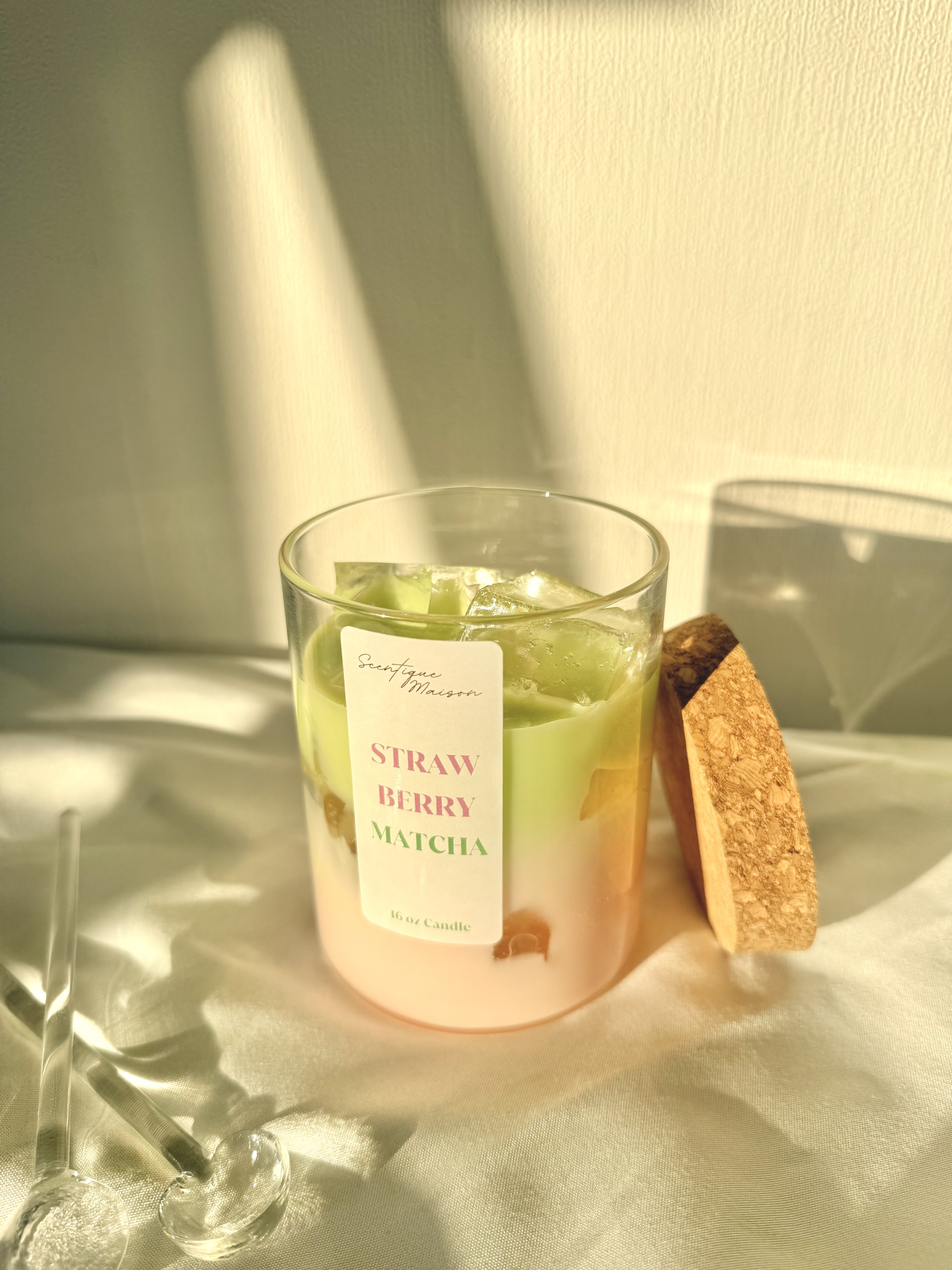 Strawberry-Matcha Latte Scented Soy Candle