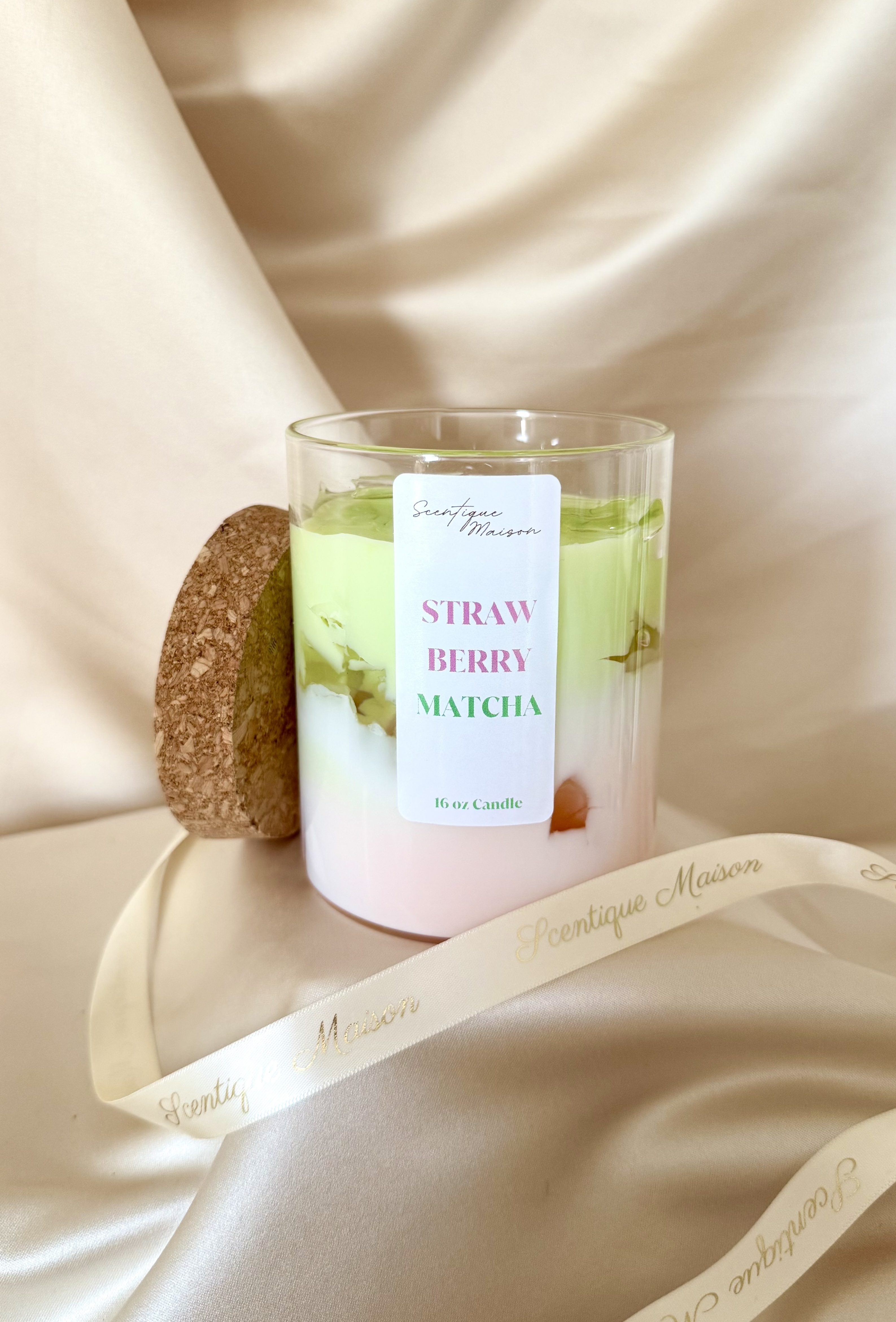Strawberry-Matcha Latte Scented Soy Candle