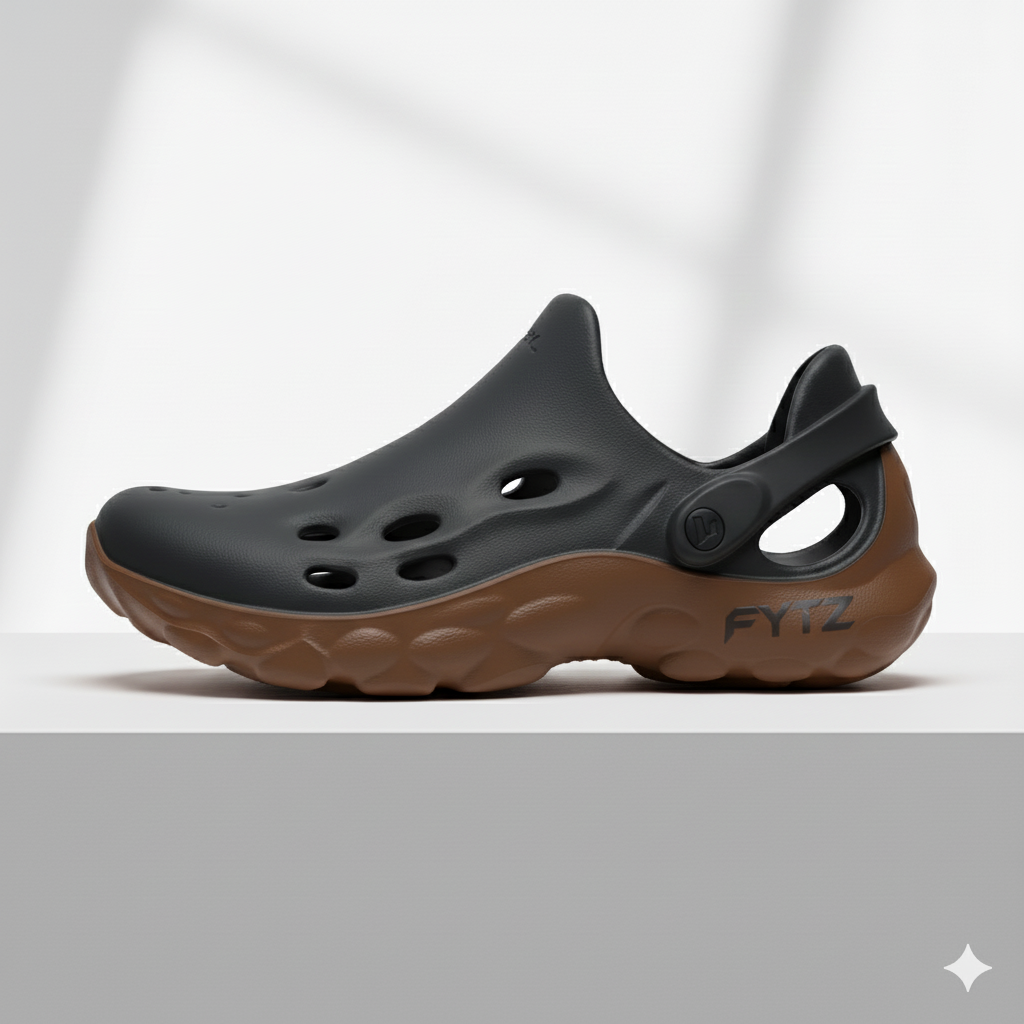Black and Brown Slip-On Clog