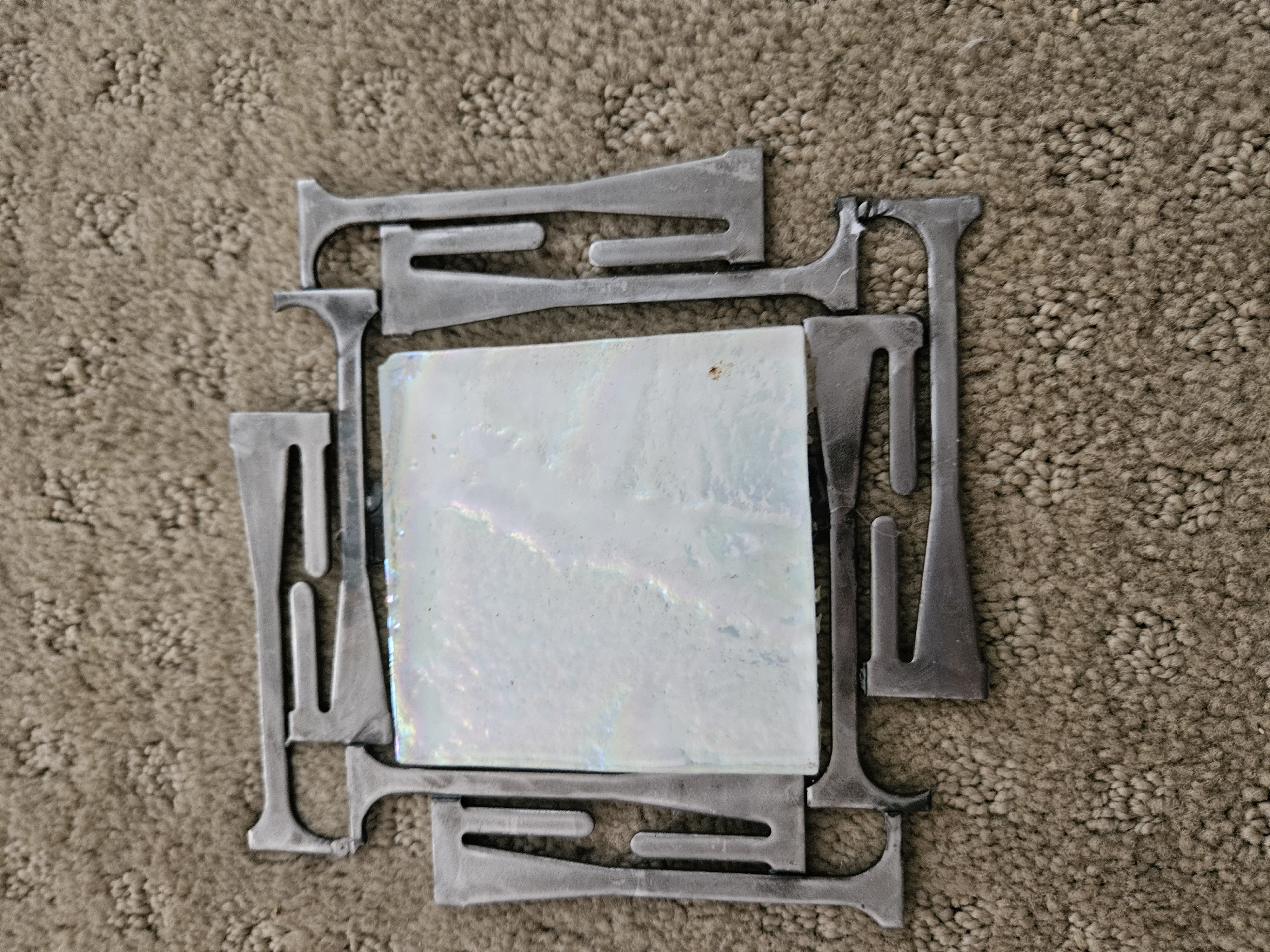 Glass tile and Divot tool wall art 