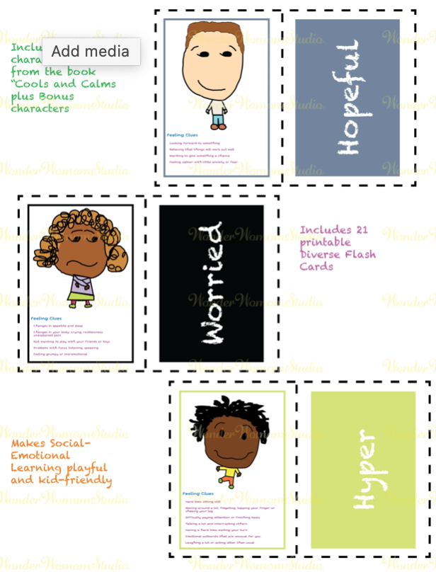 Children's Emotions Journal E-Workbook, Printable Flash Cards and Digital Paper Dolls INSTANT DOWNLOAD