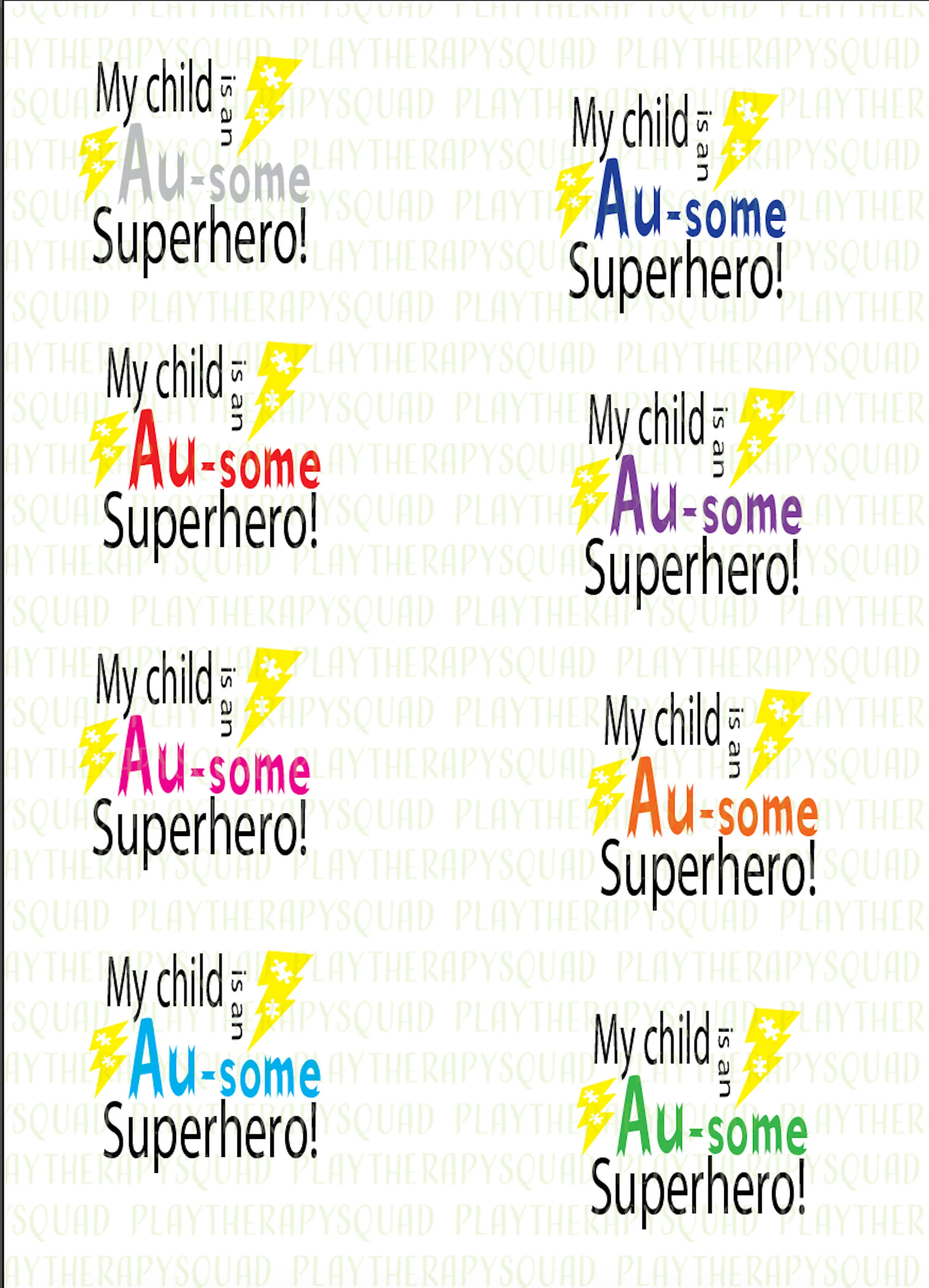 20+ Color VariationDIGITAL Download Iron On Design: Autism Awareness Design INSTANT DOWNLOAD 3 different size images for each color!