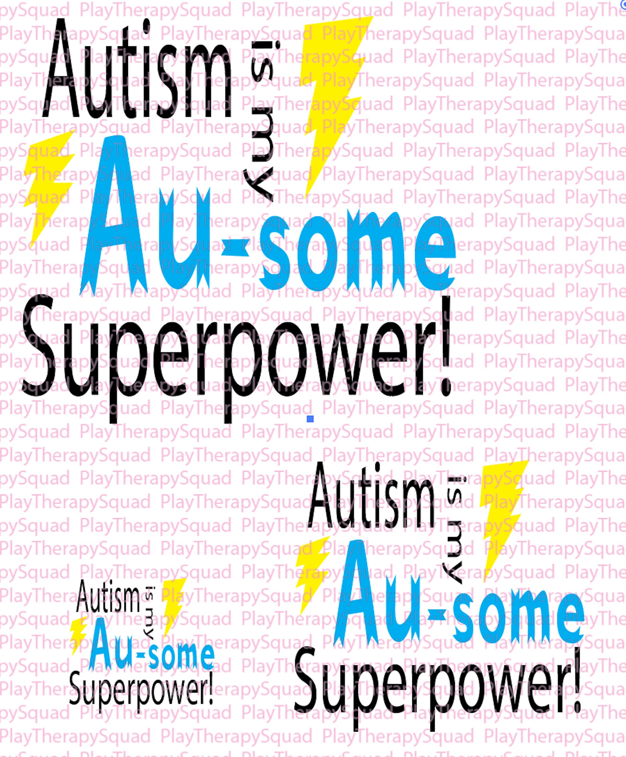 3 Pack- Autism Spectrum Disorder SuperPower Iron-On Transfers (contains 3!) Small, Medium & Large Size