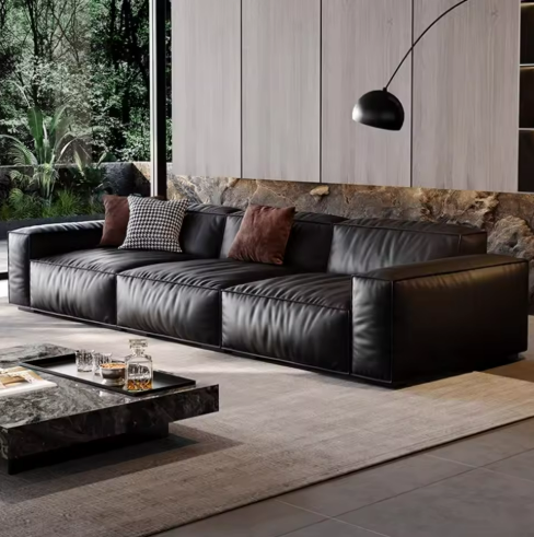 Modern Black Leather Sofa