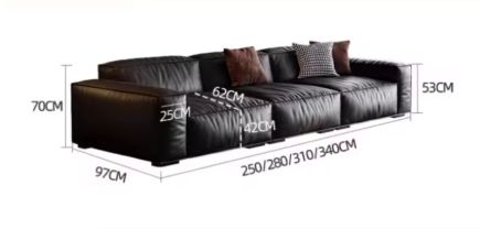 Modern Black Leather Sofa