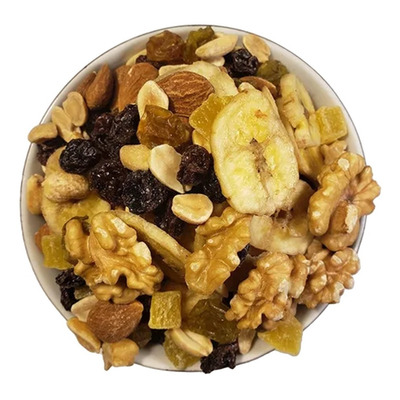 mix TROPICAL (nuez,alm,pasas,bana,papaya colores y mani)