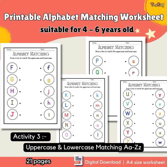 Printable Alphabet Matching Worksheet A - Z 
