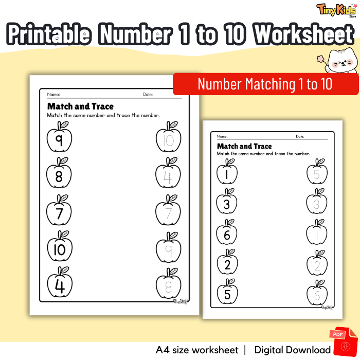 Printable Number 1 to 10 Worksheet | Number Tracing | Number Writing | Number Counting