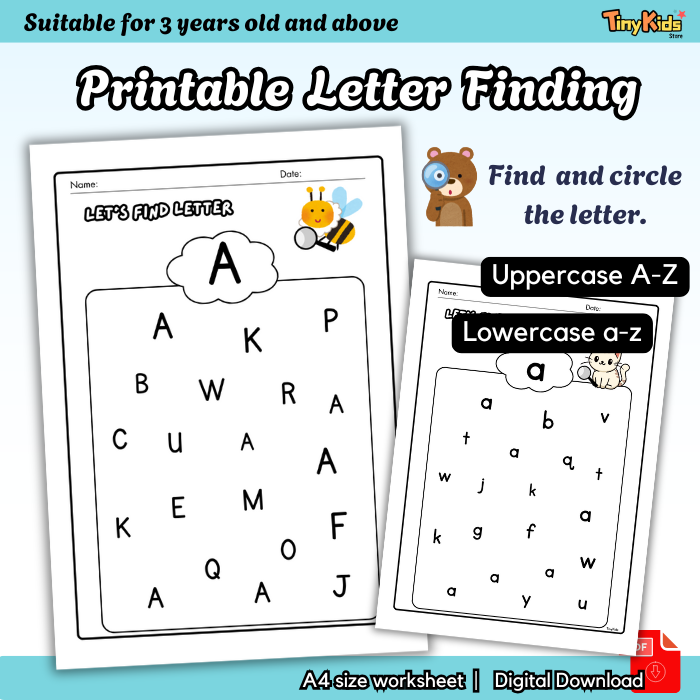 Printable Letter Finding A-Z for Kids | Uppercase and Lowercase