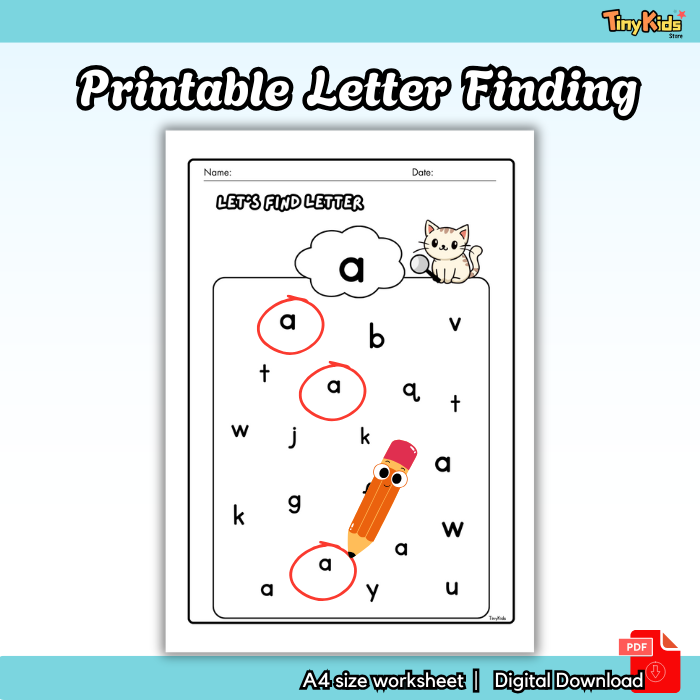 Printable Letter Finding A-Z for Kids | Uppercase and Lowercase