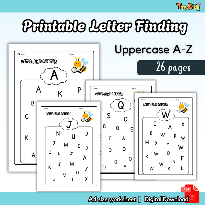 Printable Letter Finding A-Z for Kids | Uppercase and Lowercase
