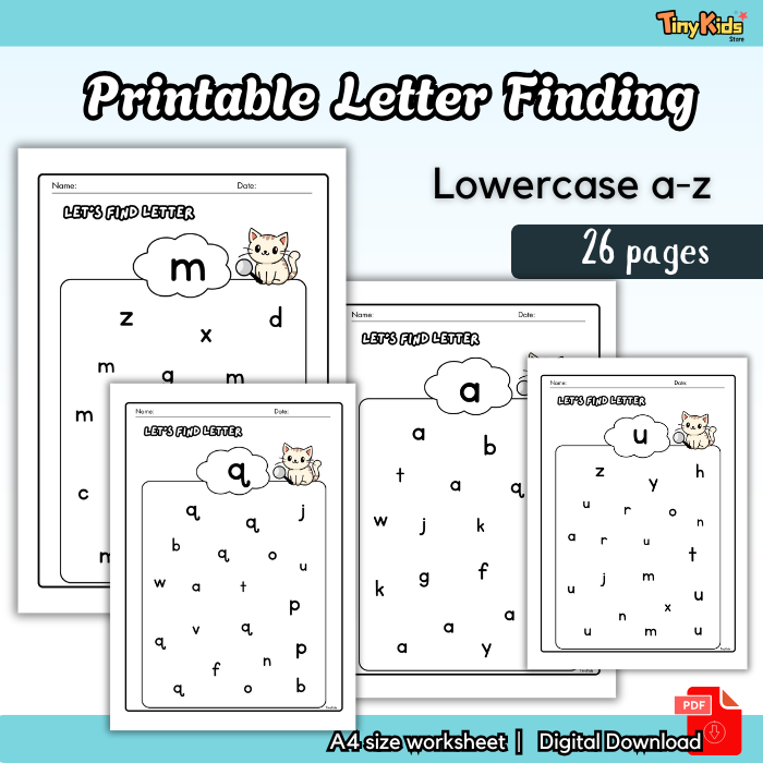 Printable Letter Finding A-Z for Kids | Uppercase and Lowercase