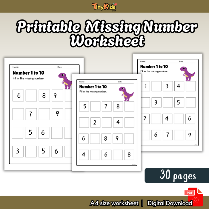 Printable Fill In Missing Number 1- 100 Worksheet for Kids 