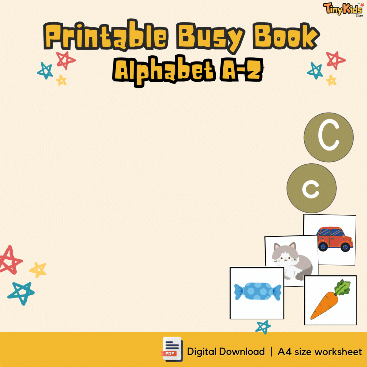 Printable Alphabet Matching Busy Book – Uppercase, Lowercase and Beginning Sounds