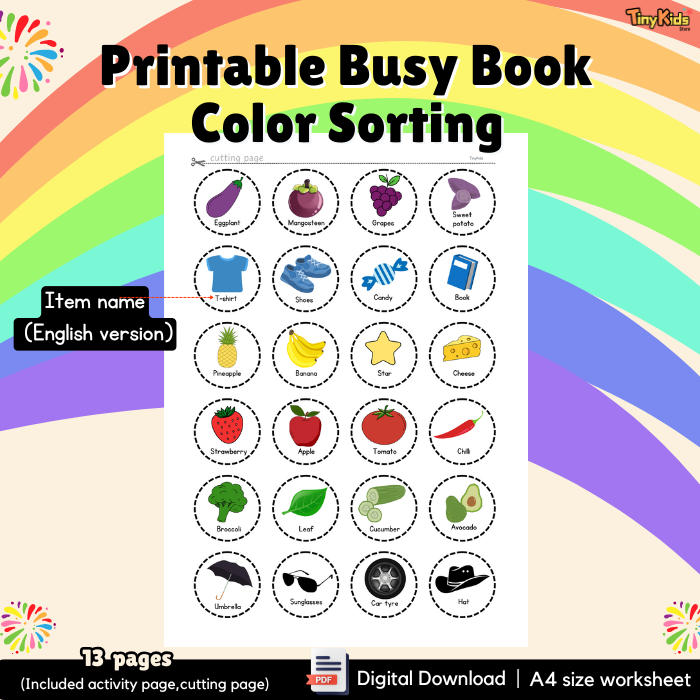 Printable Color Sorting Busy Book | Color Recognition